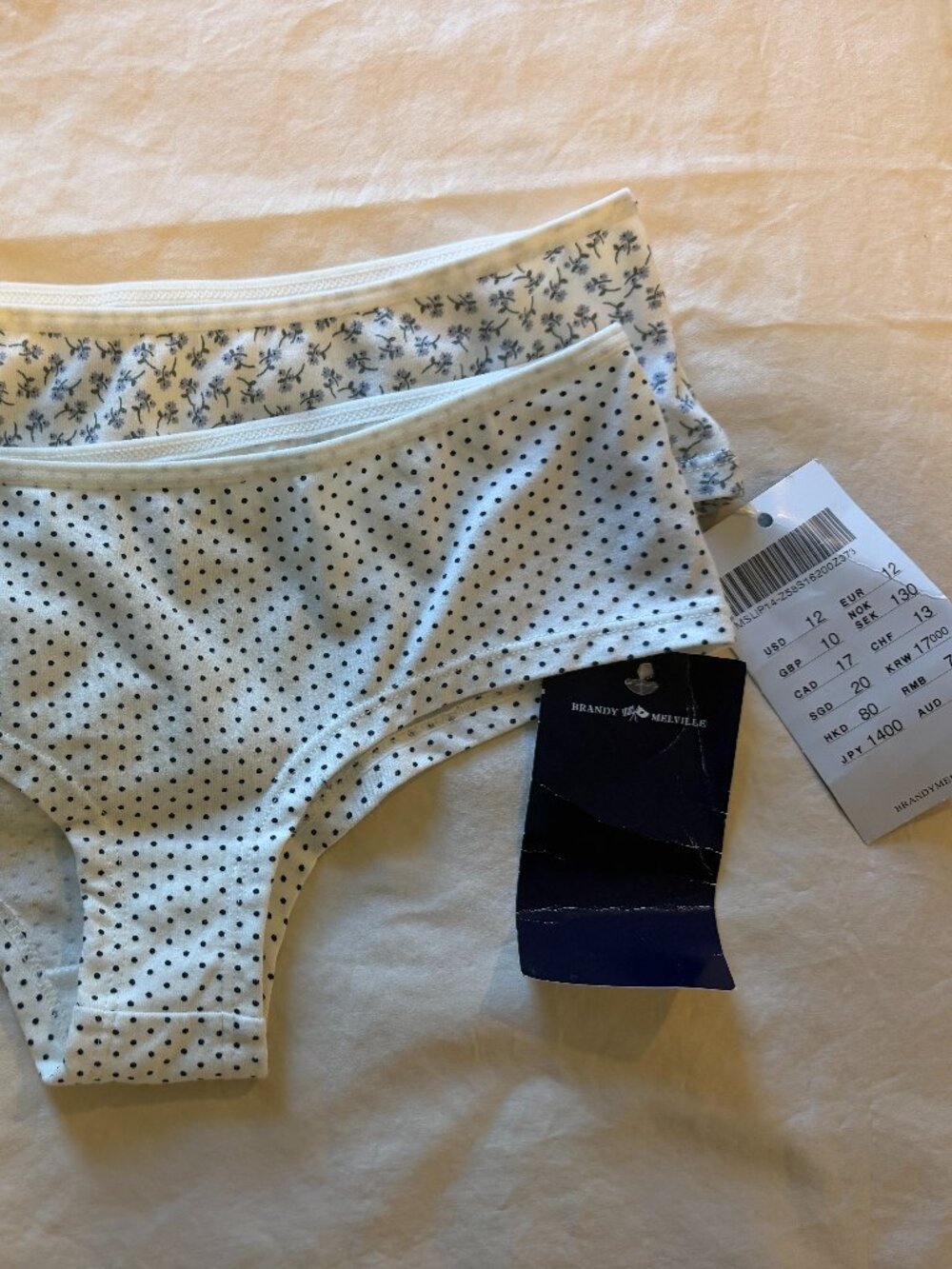 Brandy Melville NWT Underwear Bundle Floral & Polka Dot One Size